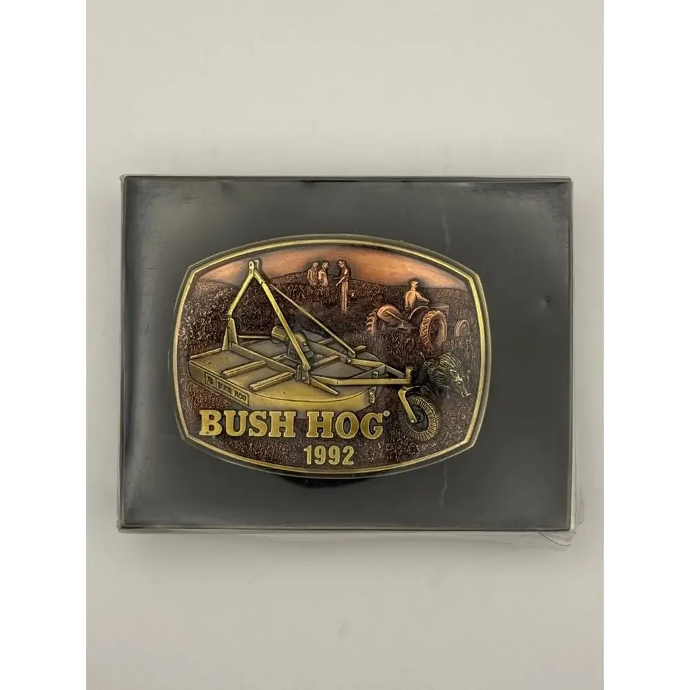 Bush Hog 1992 Belt Buckle Farm Equipment Scene Presentation Box Rectangular